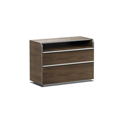 Chest with 2 drawers and open compartment, in American Walnut wood